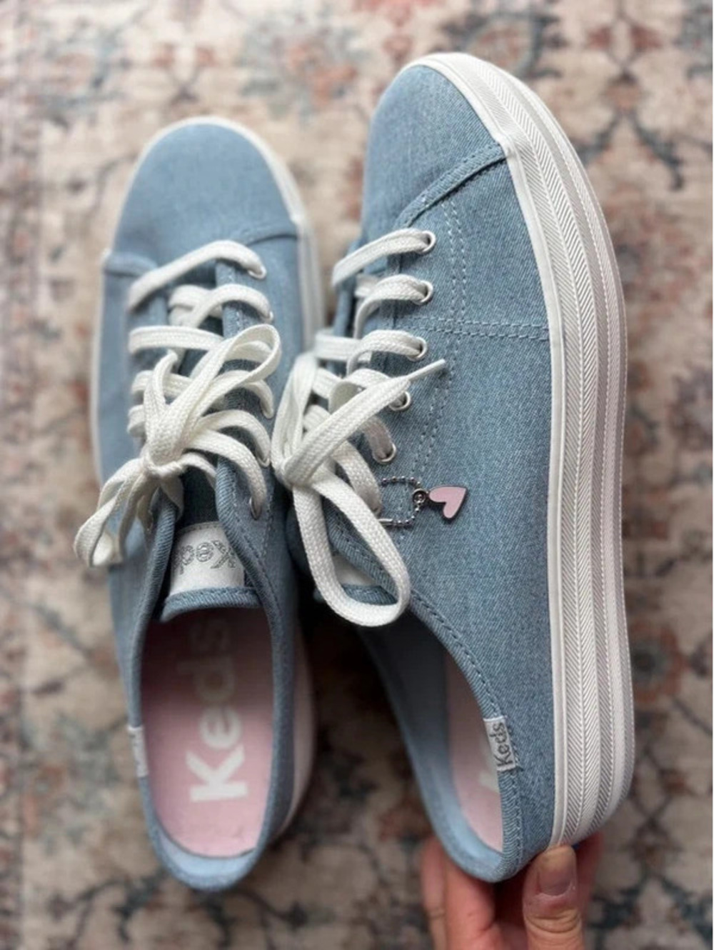 Womens Keds Size 9.5M USA Blue Denim Triple Stack